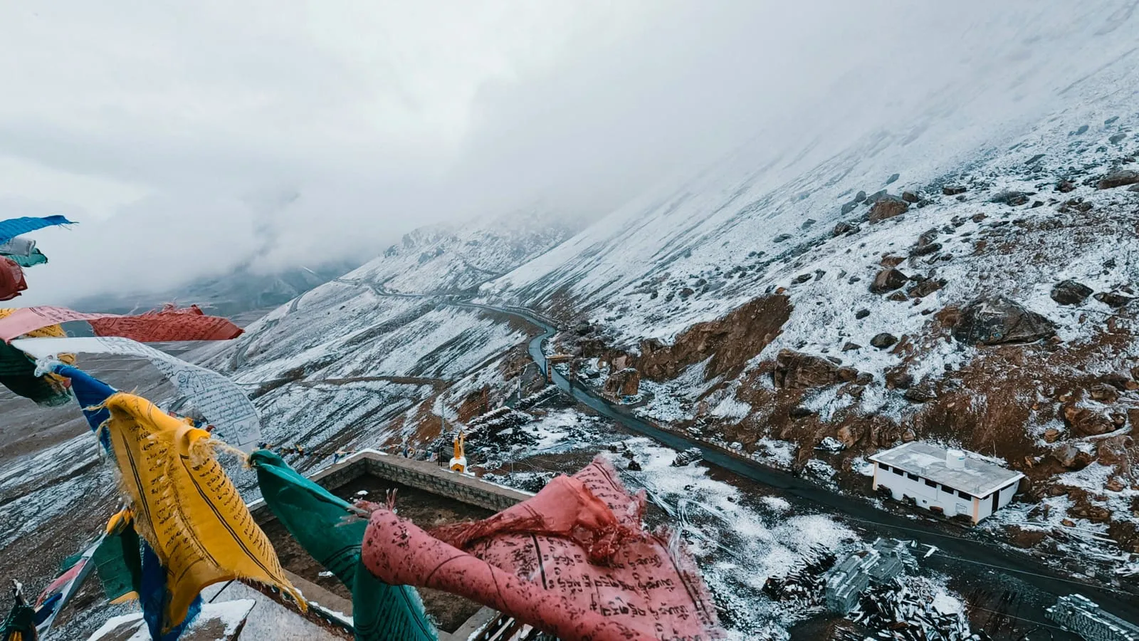 Prayer flags at Kunzum La pass
