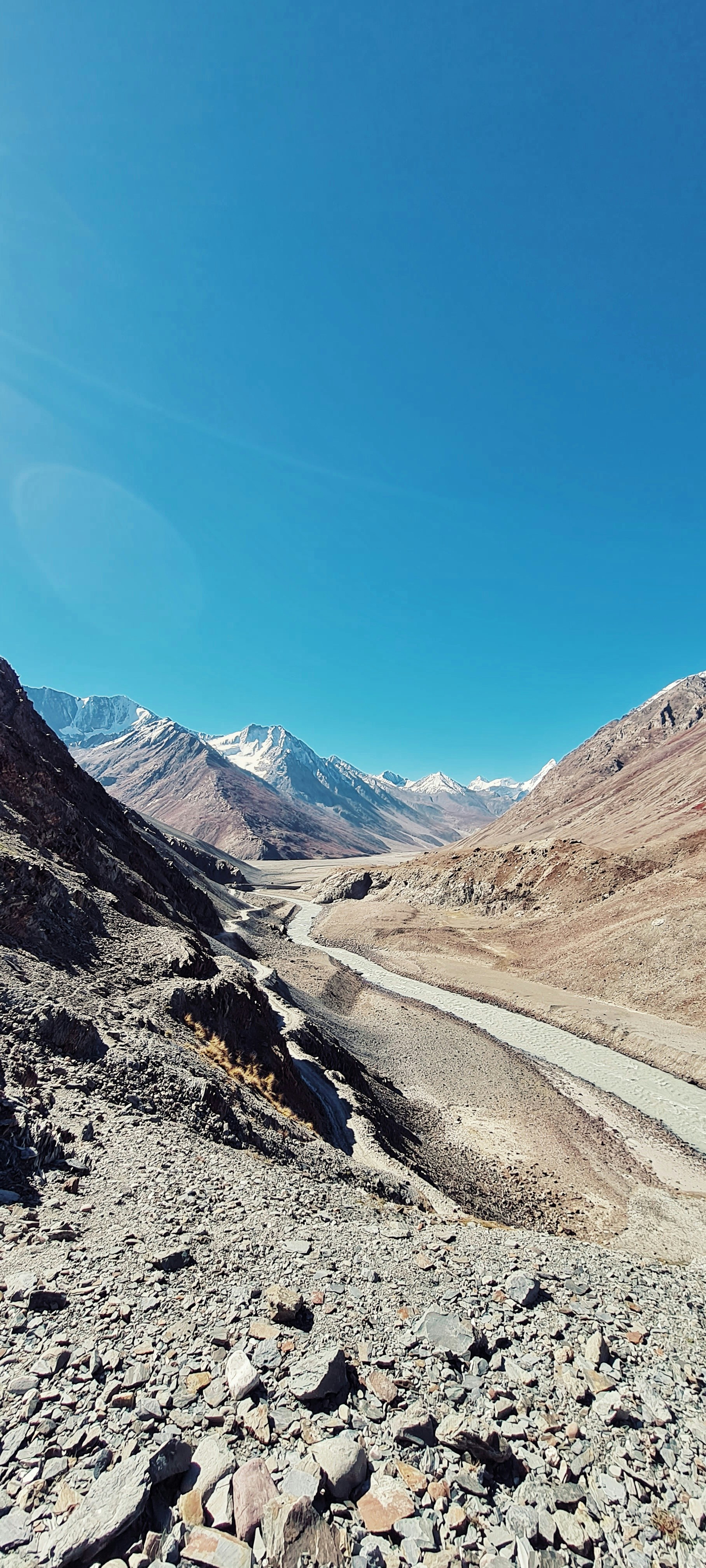 Winding mountain road through the Spiti Valley